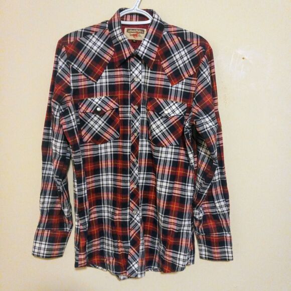 Vintage Youngbloods Authentic Western Medium Pearl Snap Shirt-Plaid-Long Sleeve - Picture 1 of 8